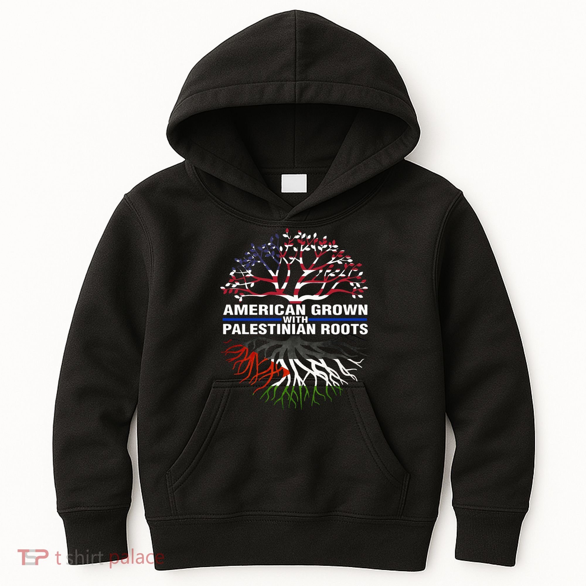 American Grown Palestinian Roots Palestine Flag Kids Hoodie