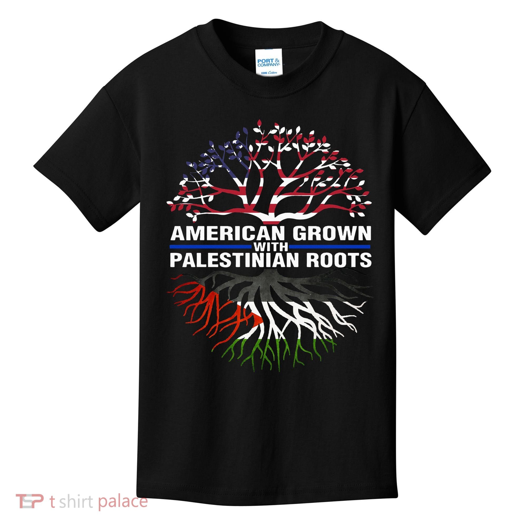 American Grown Palestinian Roots Palestine Flag Kids T-Shirt