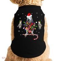 African Grey Parrot Funny Christmas Santa Hat On Gift Doggie Tank thumb 0