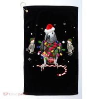 African Grey Parrot Funny Christmas Santa Hat On Gift Golf Towel thumb 0