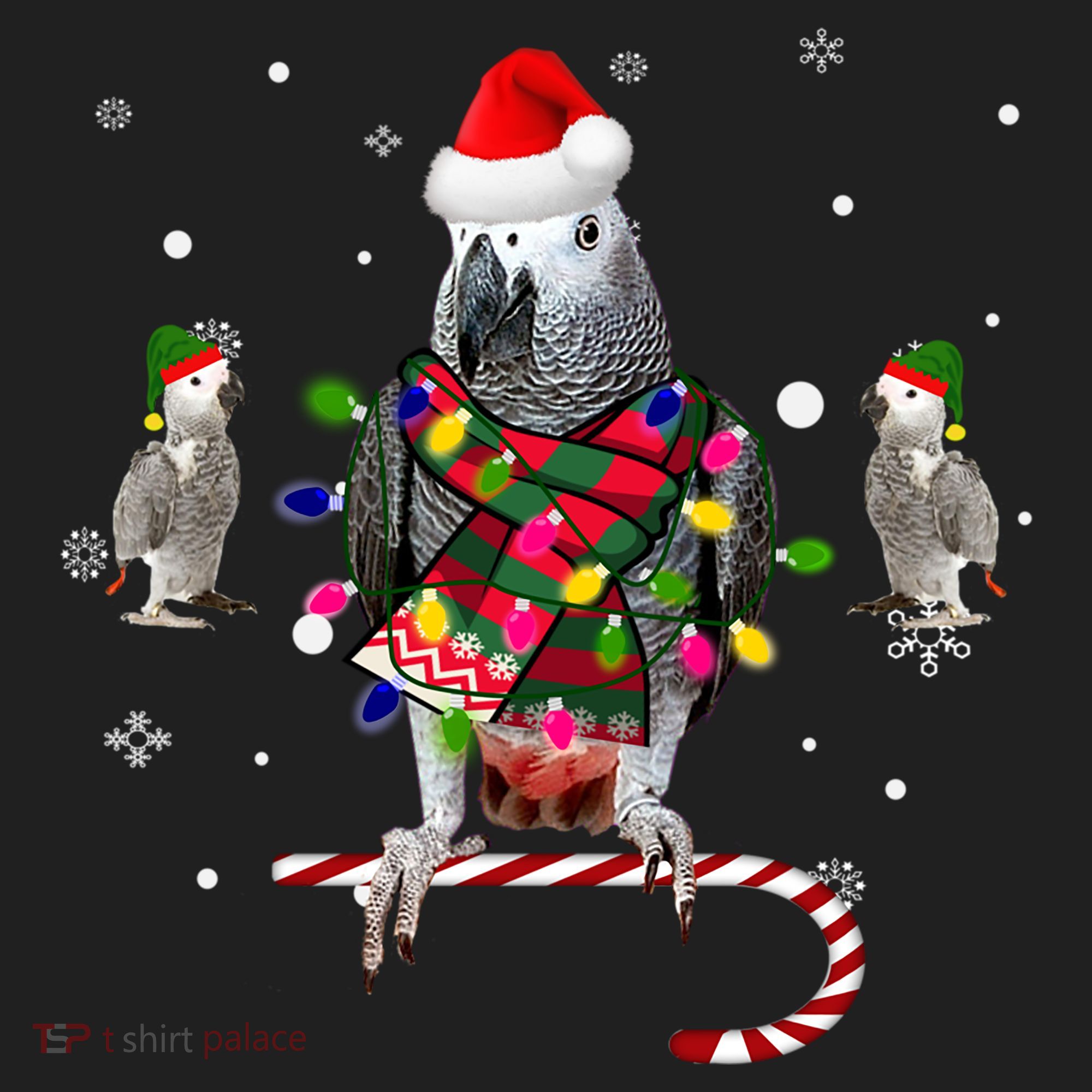 African Grey Parrot Funny Christmas Santa Hat On Gift Golf Towel
