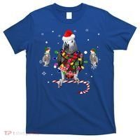African Grey Parrot Funny Christmas Santa Hat On Gift T-Shirt thumb 0