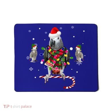 African Grey Parrot Funny Christmas Santa Hat On Gift Mousepad