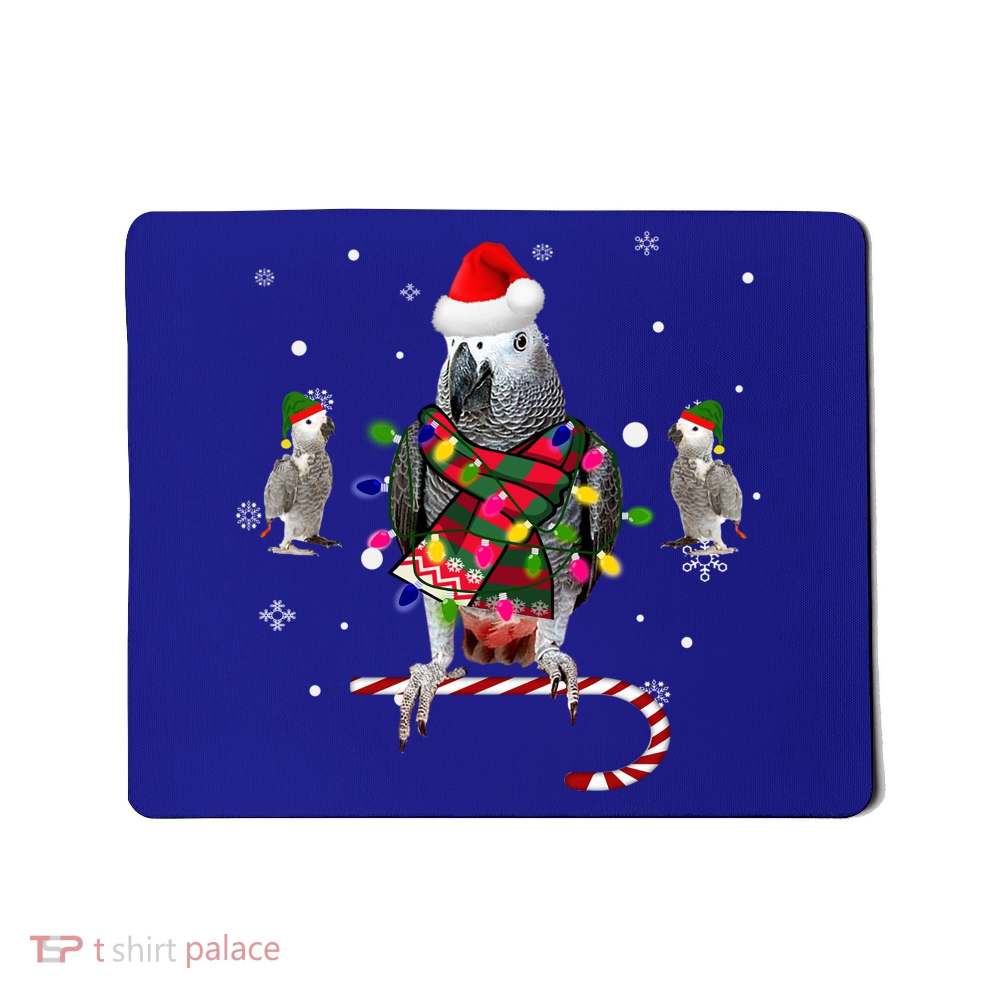 African Grey Parrot Funny Christmas Santa Hat On Gift Mousepad
