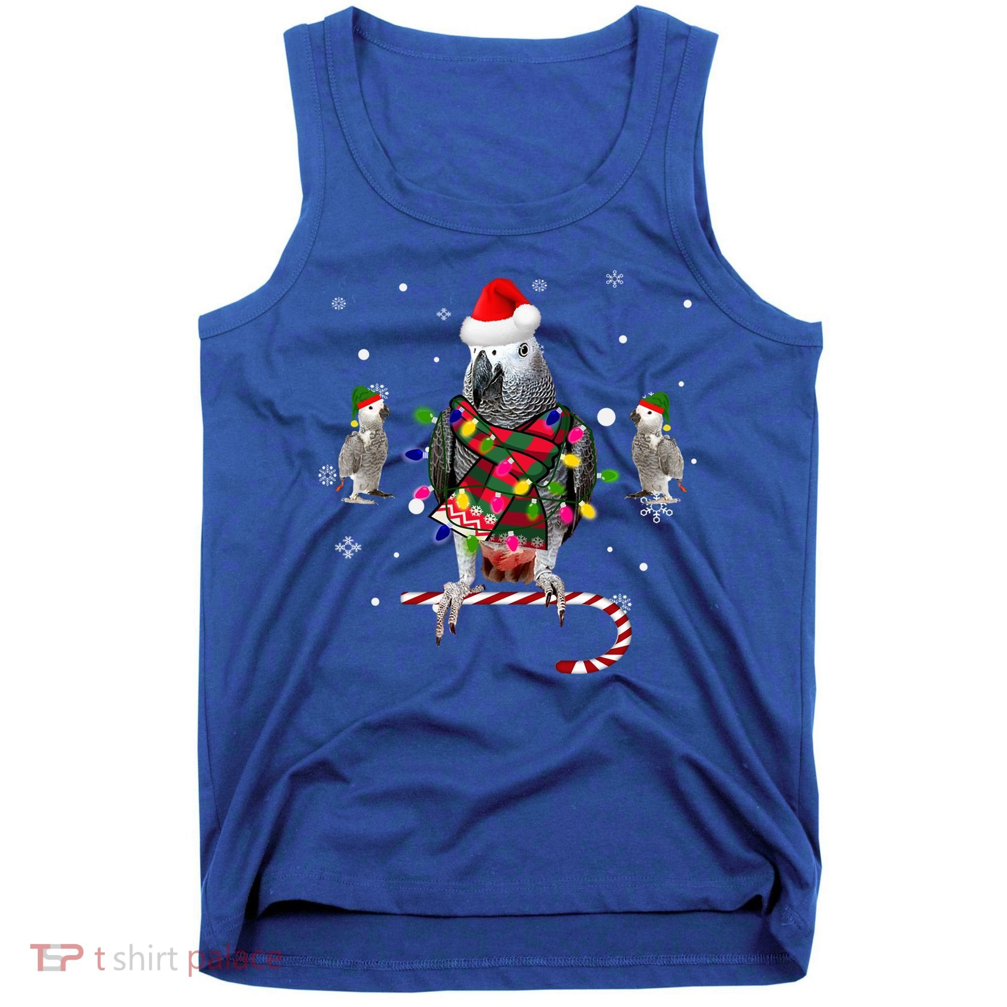 African Grey Parrot Funny Christmas Santa Hat On Gift Tank Top