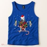 African Grey Parrot Funny Christmas Santa Hat On Gift Tank Top thumb 2
