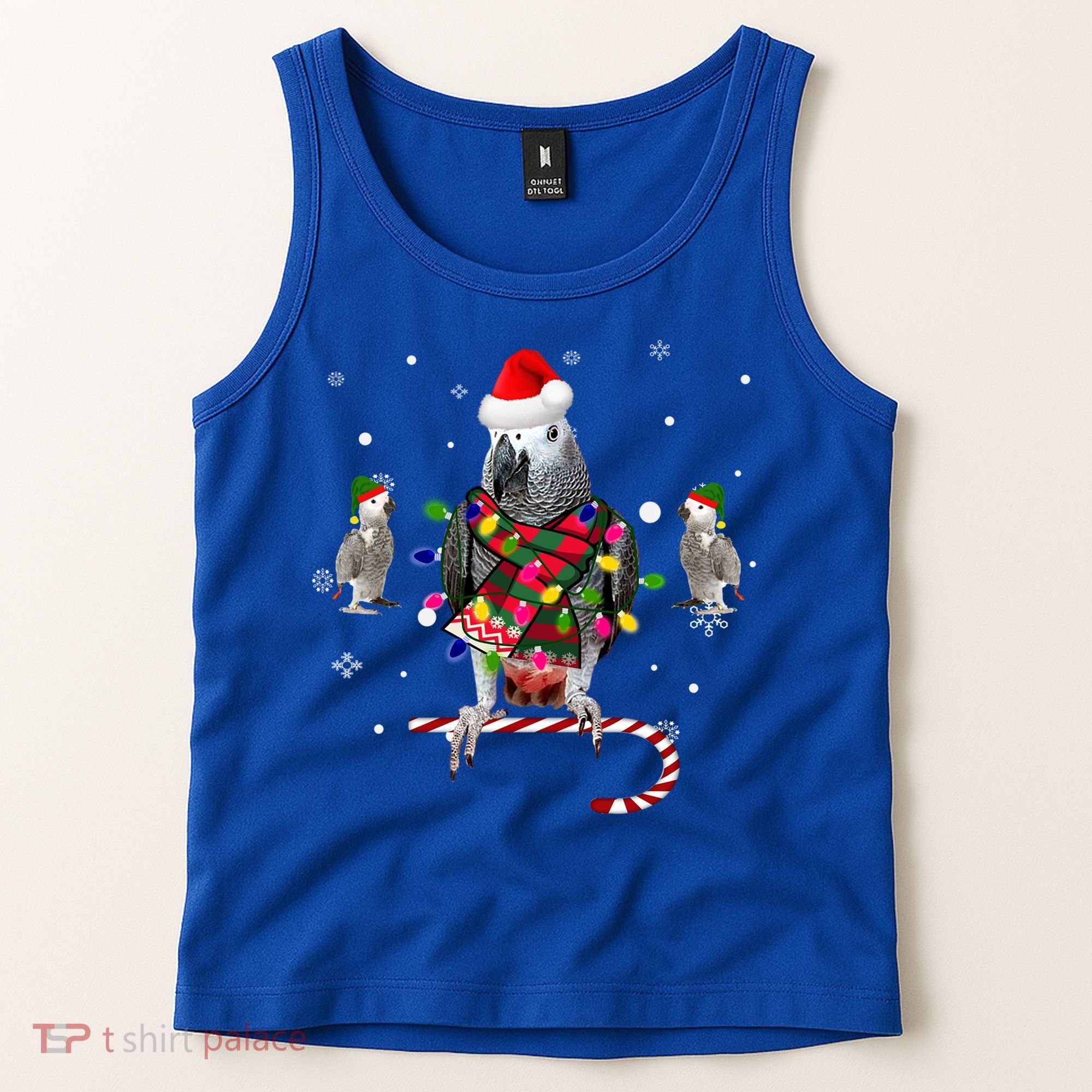 African Grey Parrot Funny Christmas Santa Hat On Gift Tank Top