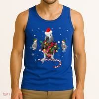 African Grey Parrot Funny Christmas Santa Hat On Gift Tank Top thumb 3