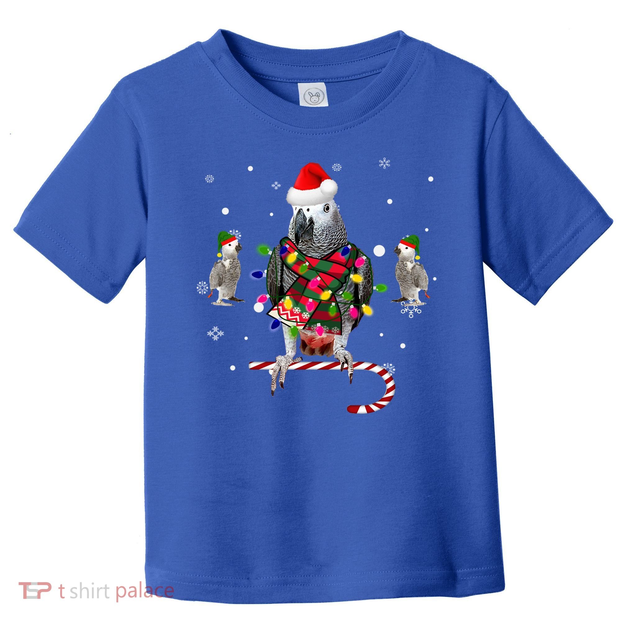 African Grey Parrot Funny Christmas Santa Hat On Gift Toddler T-Shirt