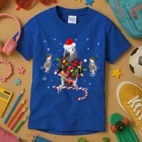 African Grey Parrot Funny Christmas Santa Hat On Gift Kids T-Shirt thumb 3