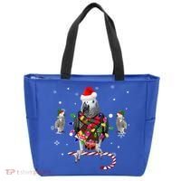 African Grey Parrot Funny Christmas Santa Hat On Gift Tote Bag thumb 0