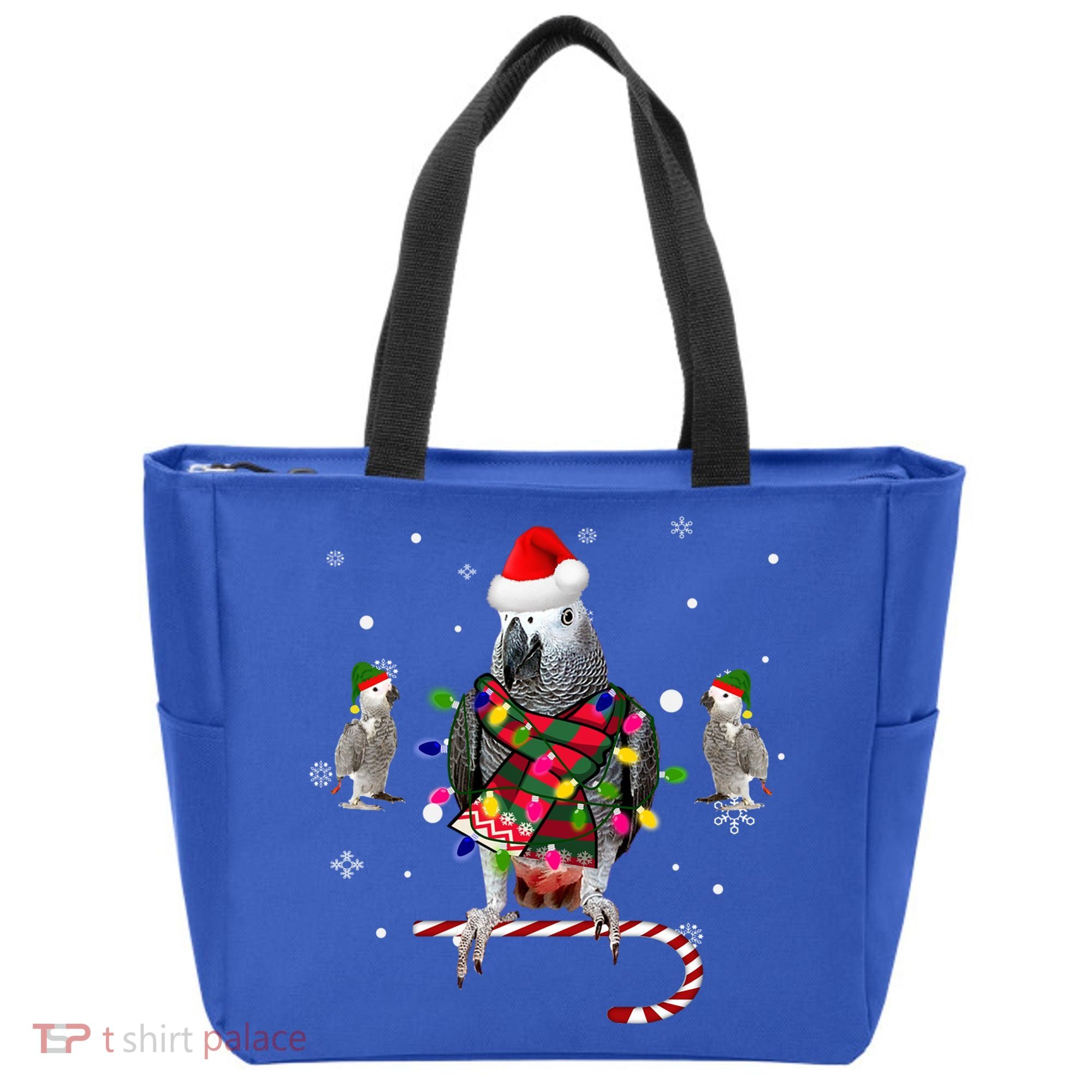African Grey Parrot Funny Christmas Santa Hat On Gift Tote Bag