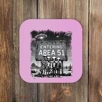 Aliens Group Photo Entering Area 51 Funny Ufo Uap Conspiracy Coaster thumb 0