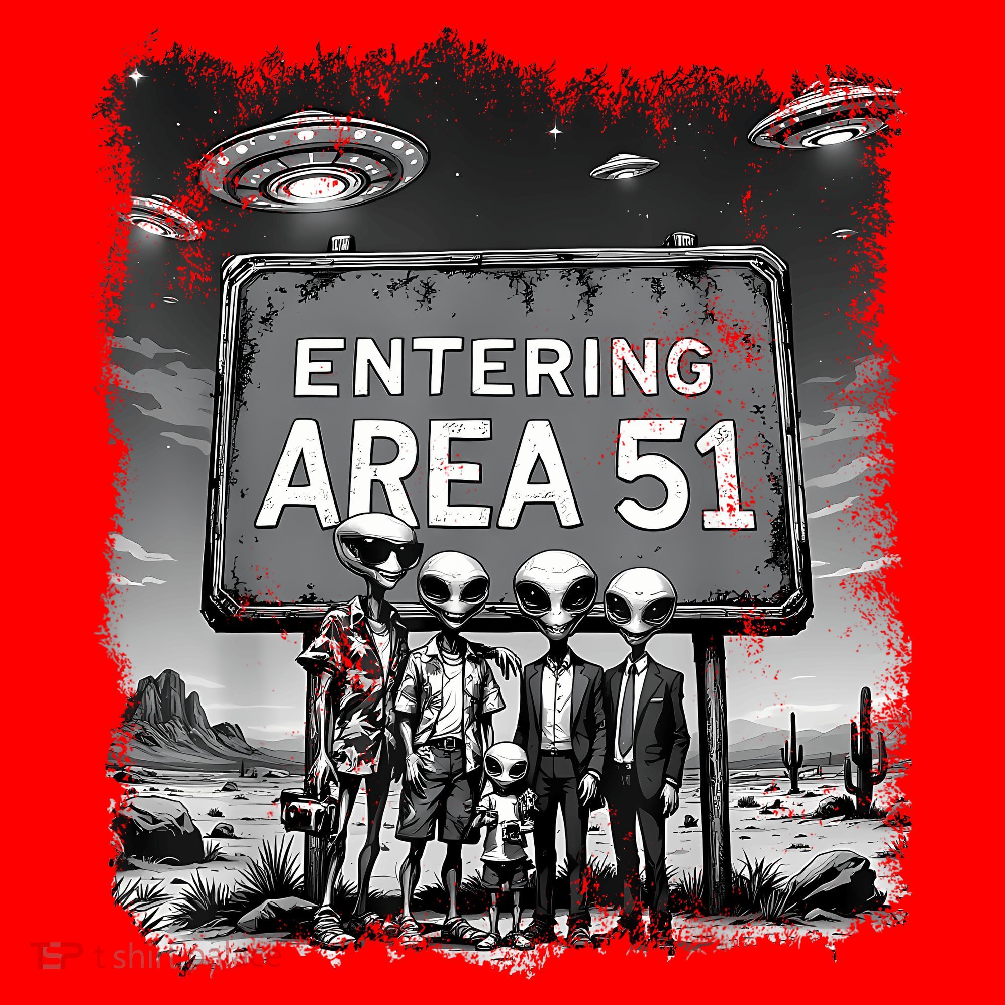 Aliens Group Photo Entering Area 51 Funny Ufo Uap Conspiracy Santa Hat
