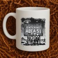 Aliens Group Photo Entering Area 51 Funny Ufo Uap Conspiracy Coffee Mug thumb 2