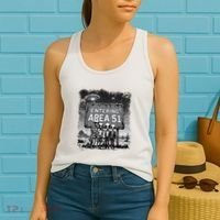 Aliens Group Photo Entering Area 51 Funny Ufo Uap Conspiracy Women's Tank Top thumb 2