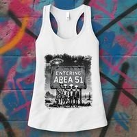 Aliens Group Photo Entering Area 51 Funny Ufo Uap Conspiracy Women's Tank Top thumb 3