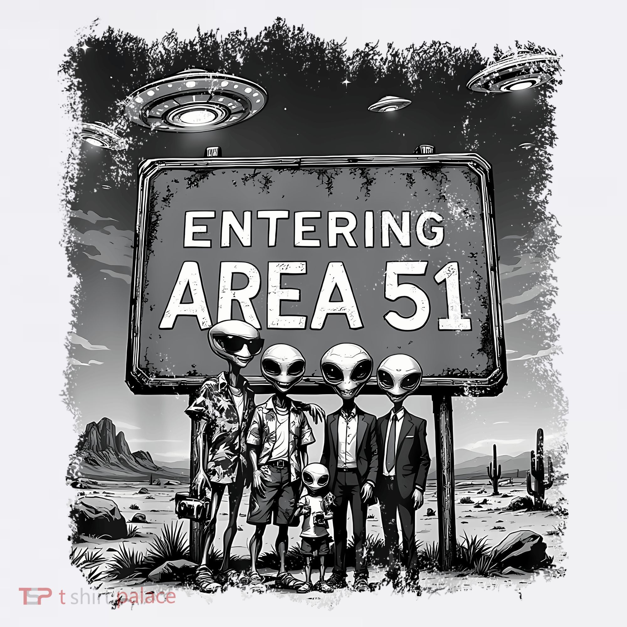 Aliens Group Photo Entering Area 51 Funny Ufo Uap Conspiracy Women's Tank Top