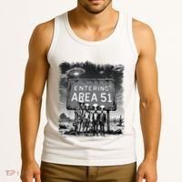 Aliens Group Photo Entering Area 51 Funny Ufo Uap Conspiracy Tank Top thumb 3