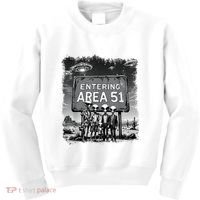 Aliens Group Photo Entering Area 51 Funny Ufo Uap Conspiracy Kids Sweatshirt thumb 0