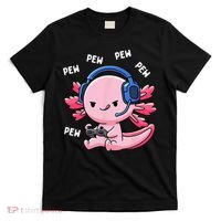 Axolotl Gaming Pew Gamer Funny T-Shirt thumb 0