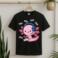Axolotl Gaming Pew Gamer Funny T-Shirt thumb 2