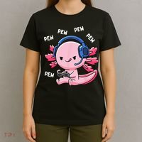 Axolotl Gaming Pew Gamer Funny T-Shirt thumb 4