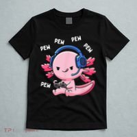 Axolotl Gaming Pew Gamer Funny T-Shirt thumb 5