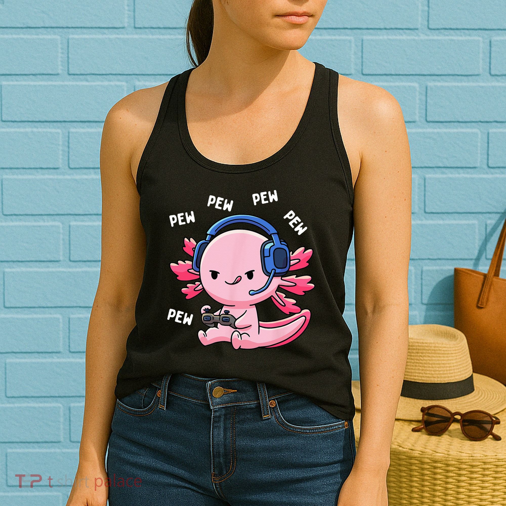Axolotl Gaming Pew Gamer Funny Women's Tank Top