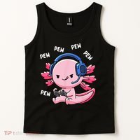 Axolotl Gaming Pew Gamer Funny Tank Top thumb 2