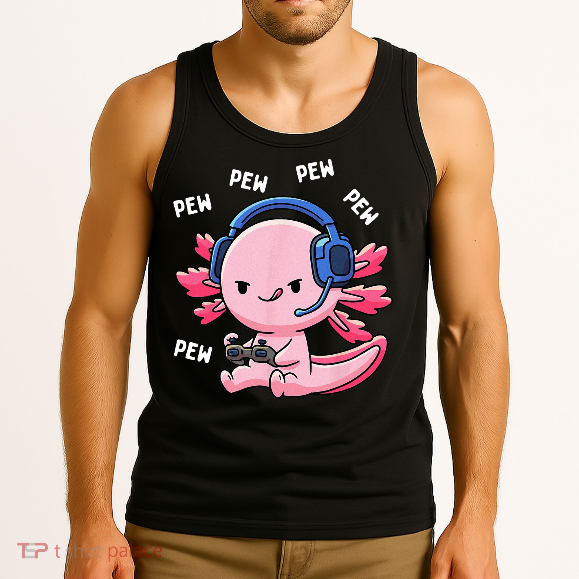 Axolotl Gaming Pew Gamer Funny Tank Top