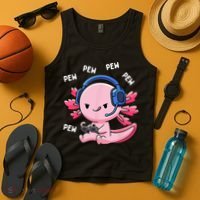 Axolotl Gaming Pew Gamer Funny Tank Top thumb 4