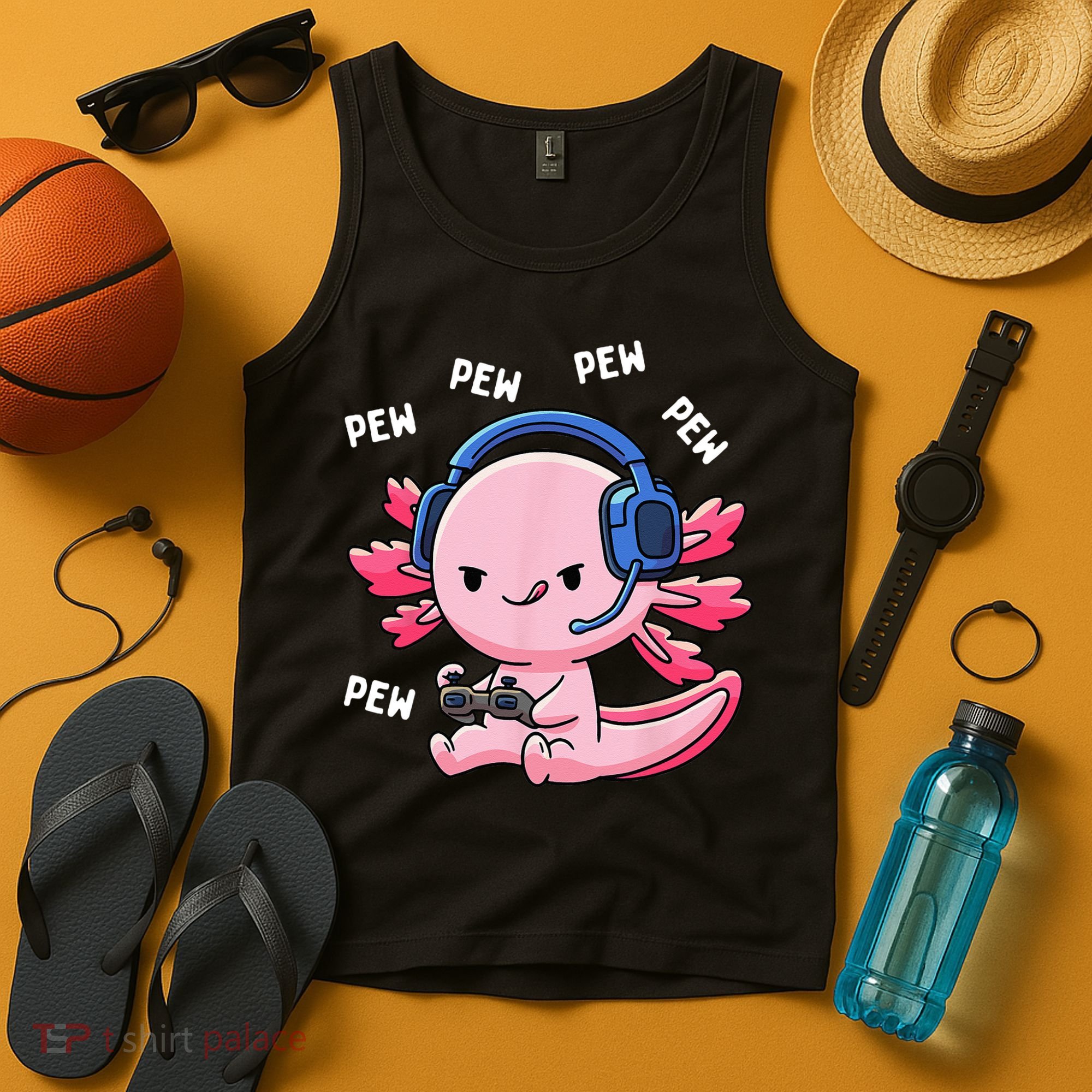Axolotl Gaming Pew Gamer Funny Tank Top