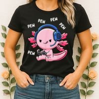 Axolotl Gaming Pew Gamer Funny Women's T-Shirt thumb 2