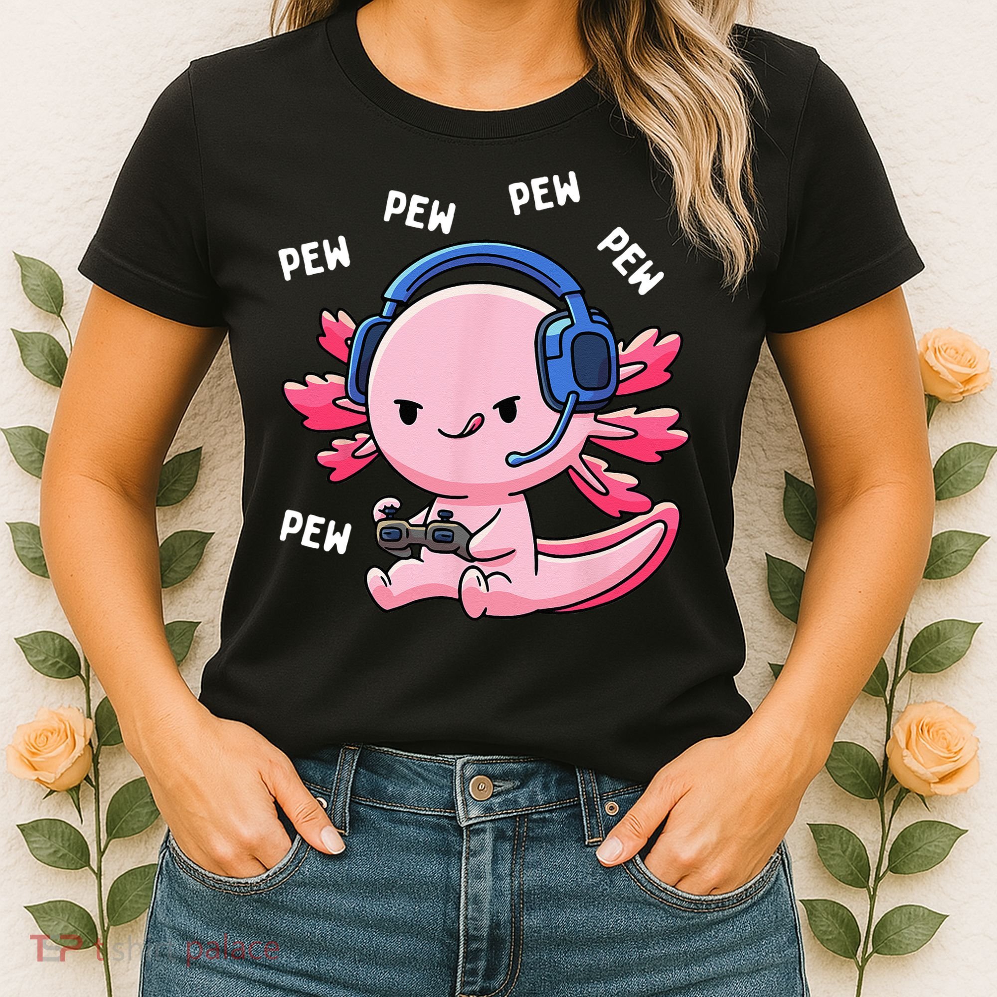 Axolotl Gaming Pew Gamer Funny Women's T-Shirt