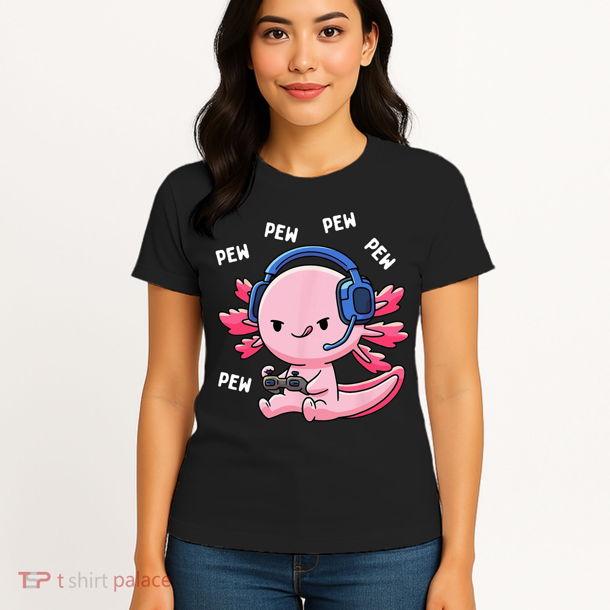 Axolotl Gaming Pew Gamer Funny Women's T-Shirt