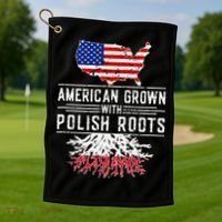 American Grown Polish Roots Pride Poland Golf Towel thumb 1