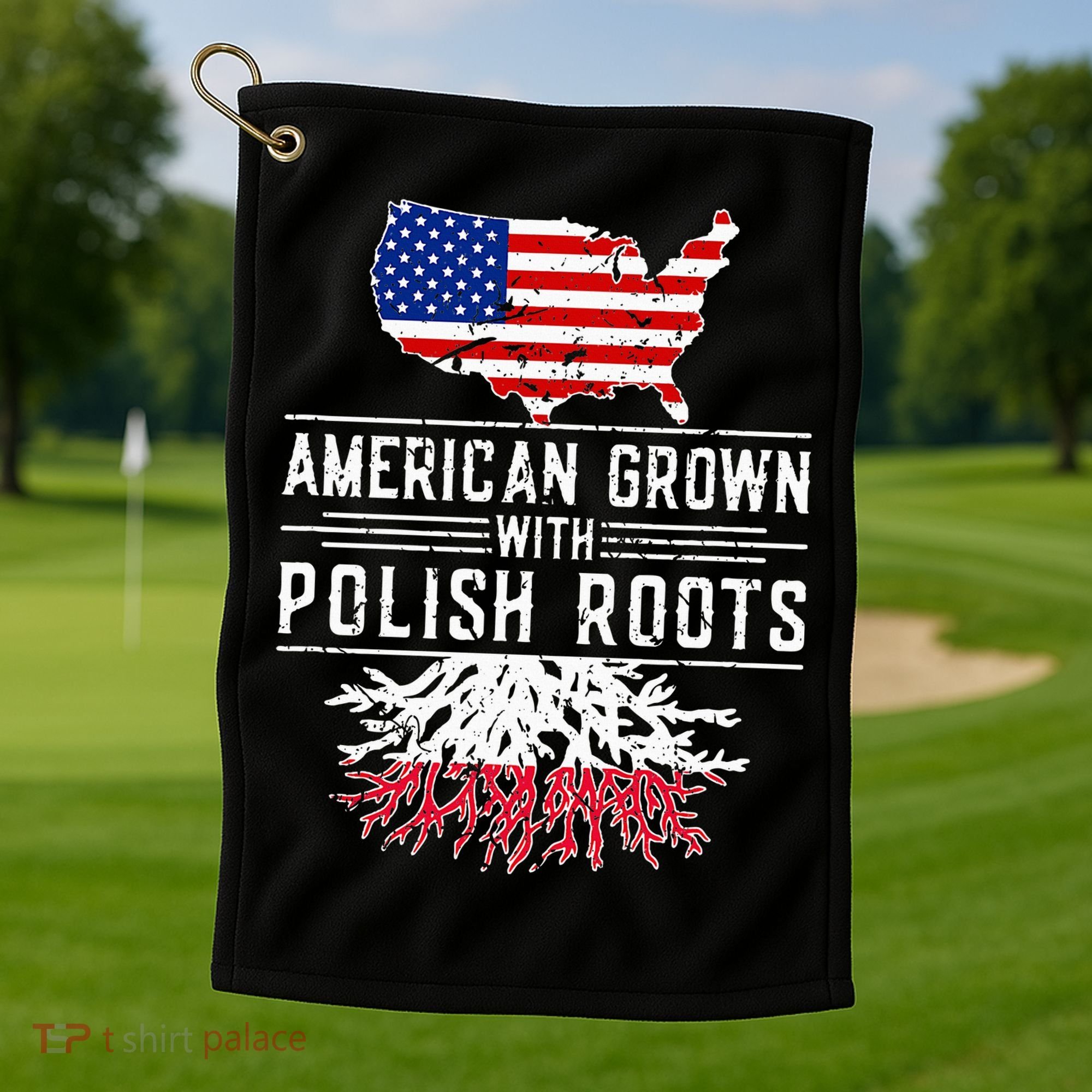 American Grown Polish Roots Pride Poland Golf Towel