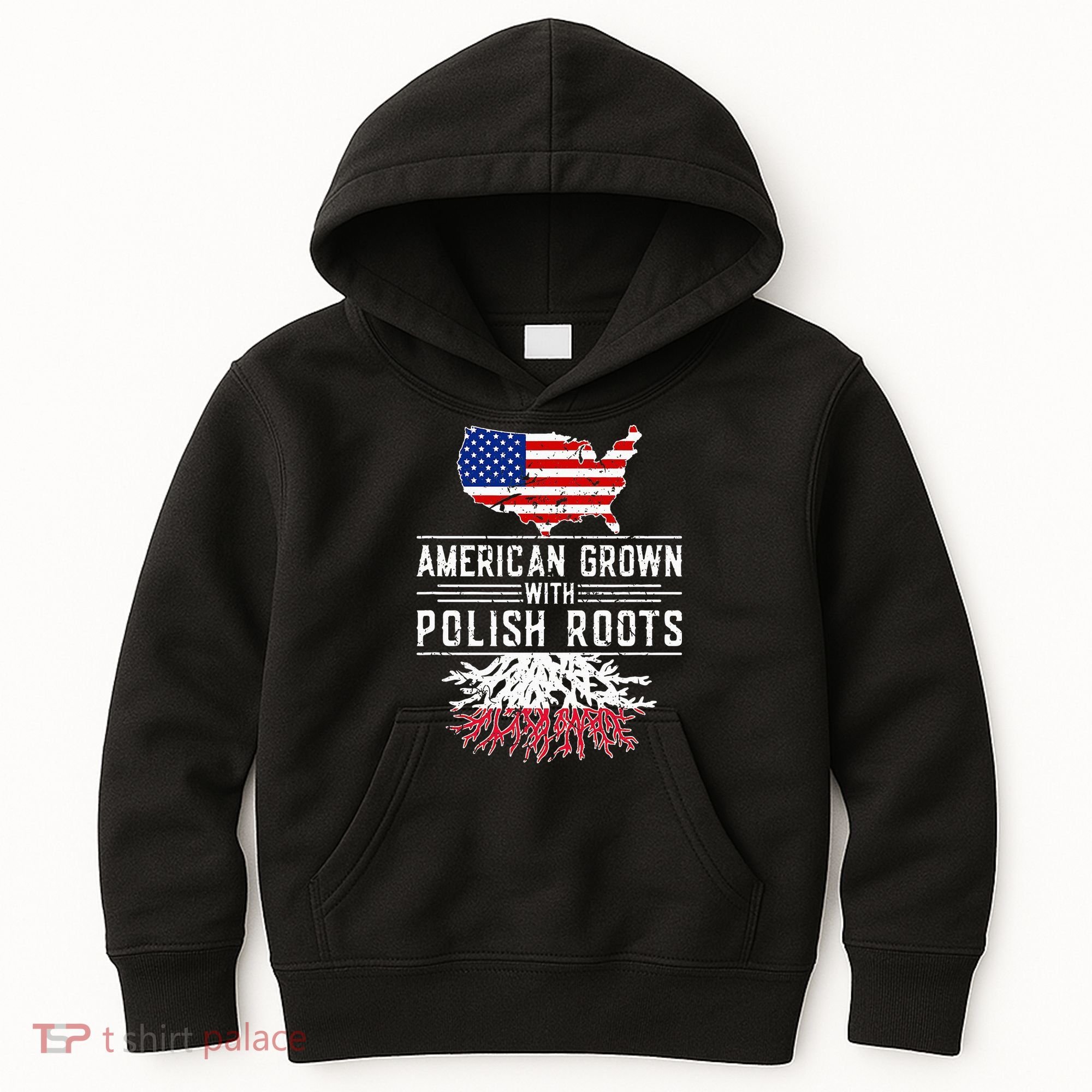 American Grown Polish Roots Pride Poland Kids Hoodie