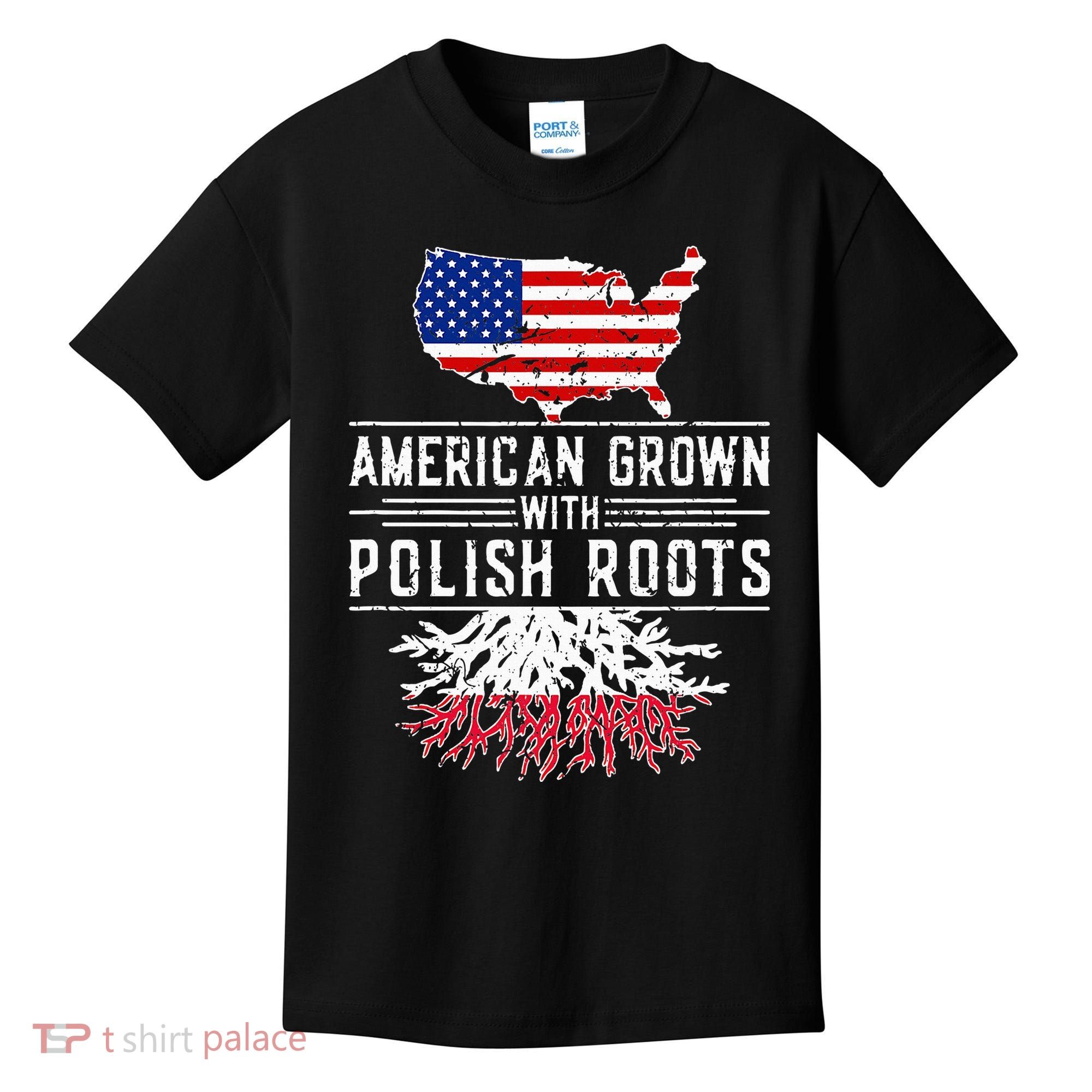 American Grown Polish Roots Pride Poland Kids T-Shirt