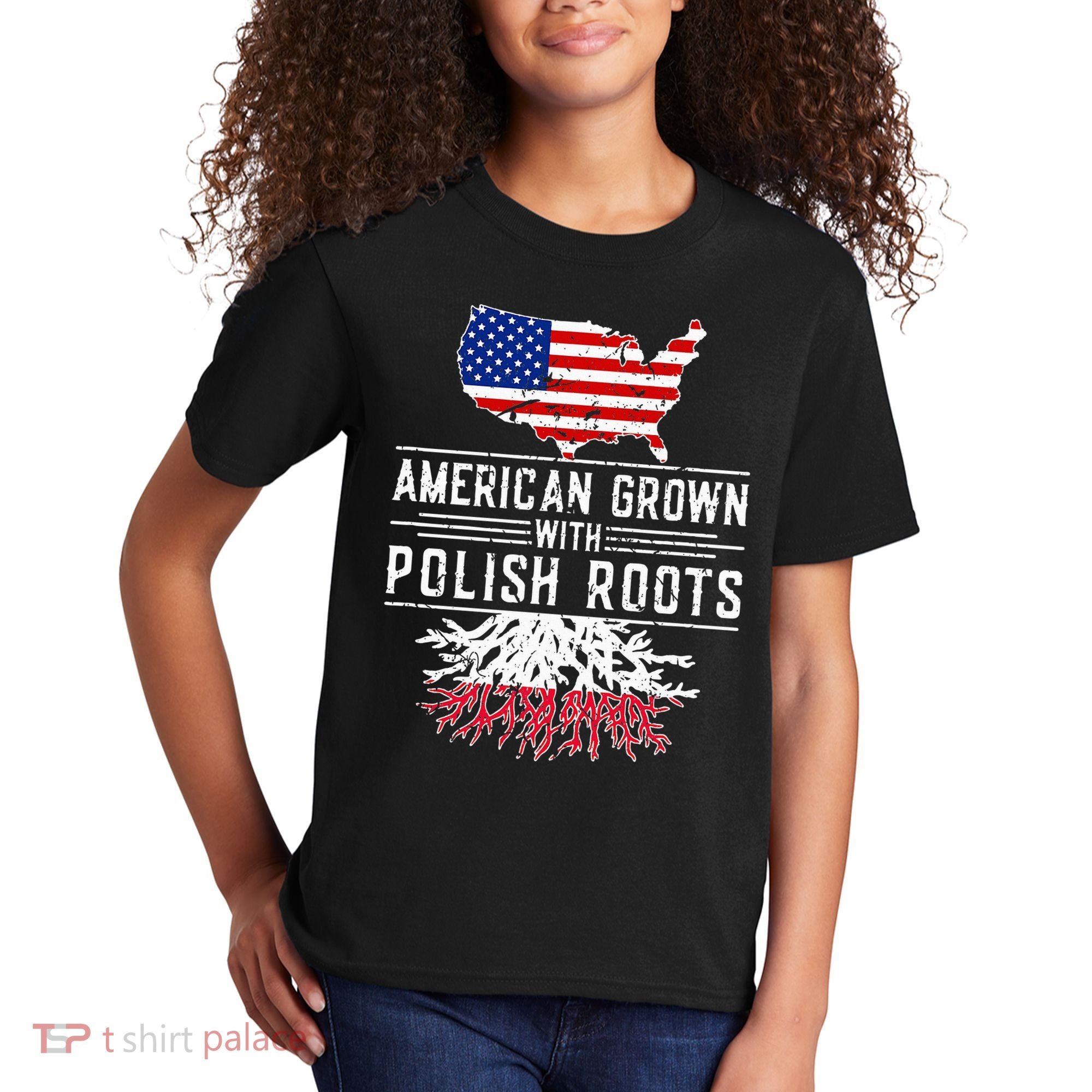 American Grown Polish Roots Pride Poland Kids T-Shirt