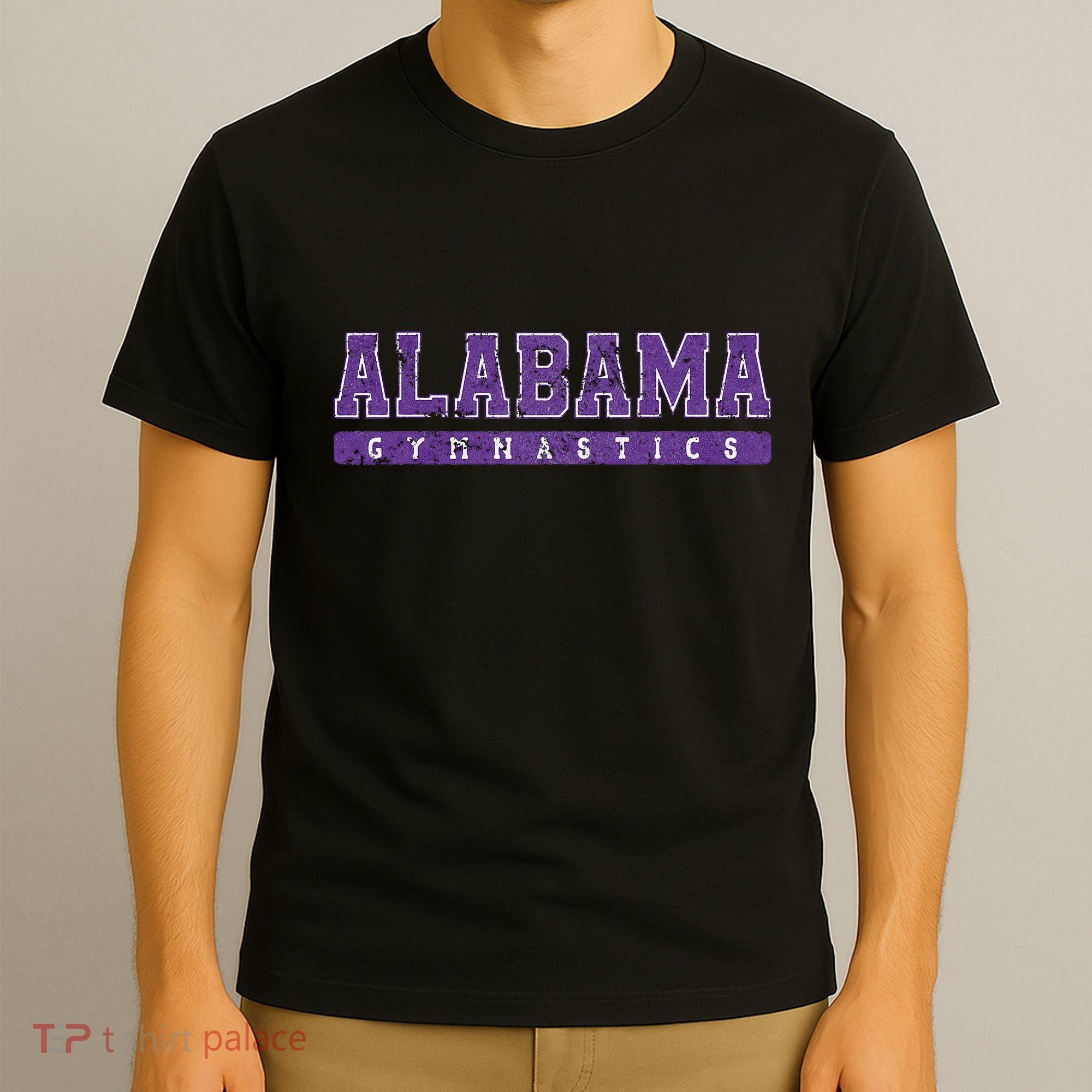 Alabama Gymnastics Purple Vintage Text T-Shirt