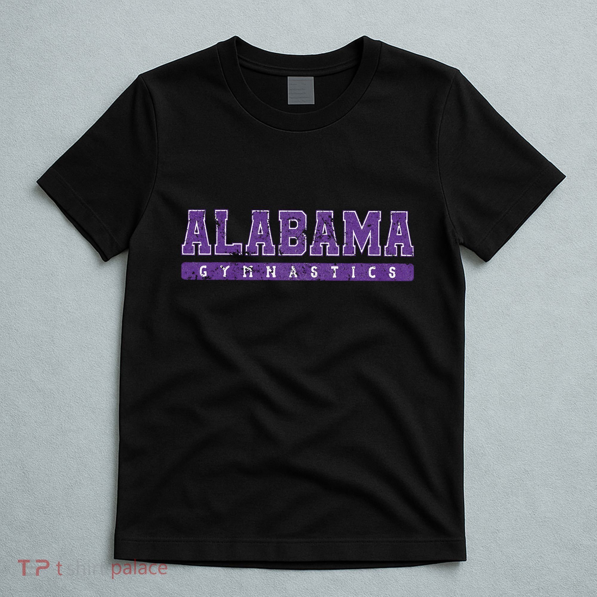 Alabama Gymnastics Purple Vintage Text T-Shirt
