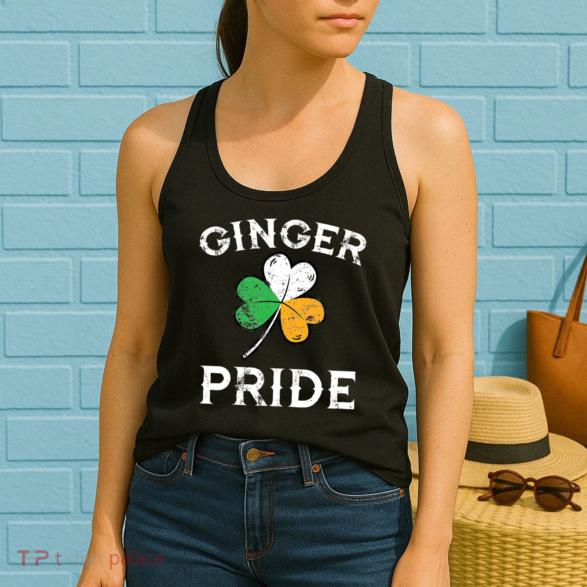 Awesome Ginger Pride St Patricks Day Irish Flag Clover Women's Tank Top