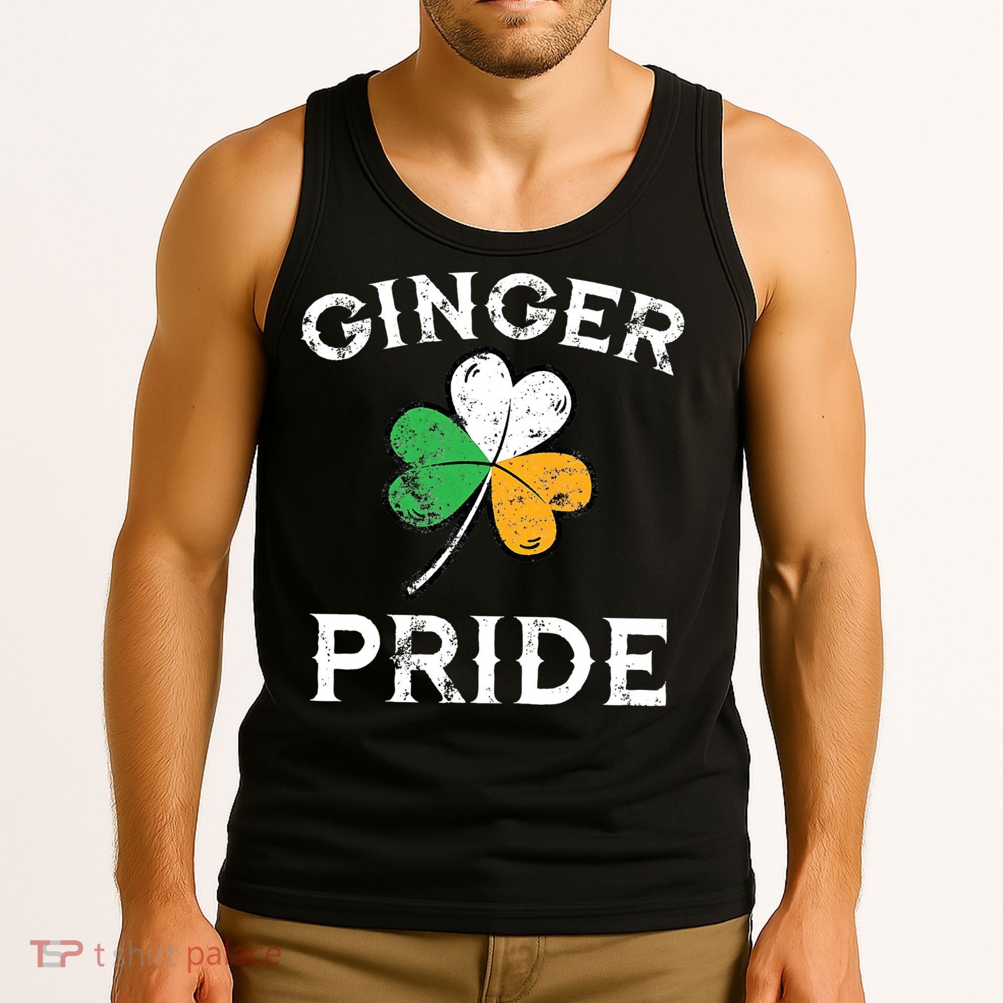 Awesome Ginger Pride St Patricks Day Irish Flag Clover Tank Top