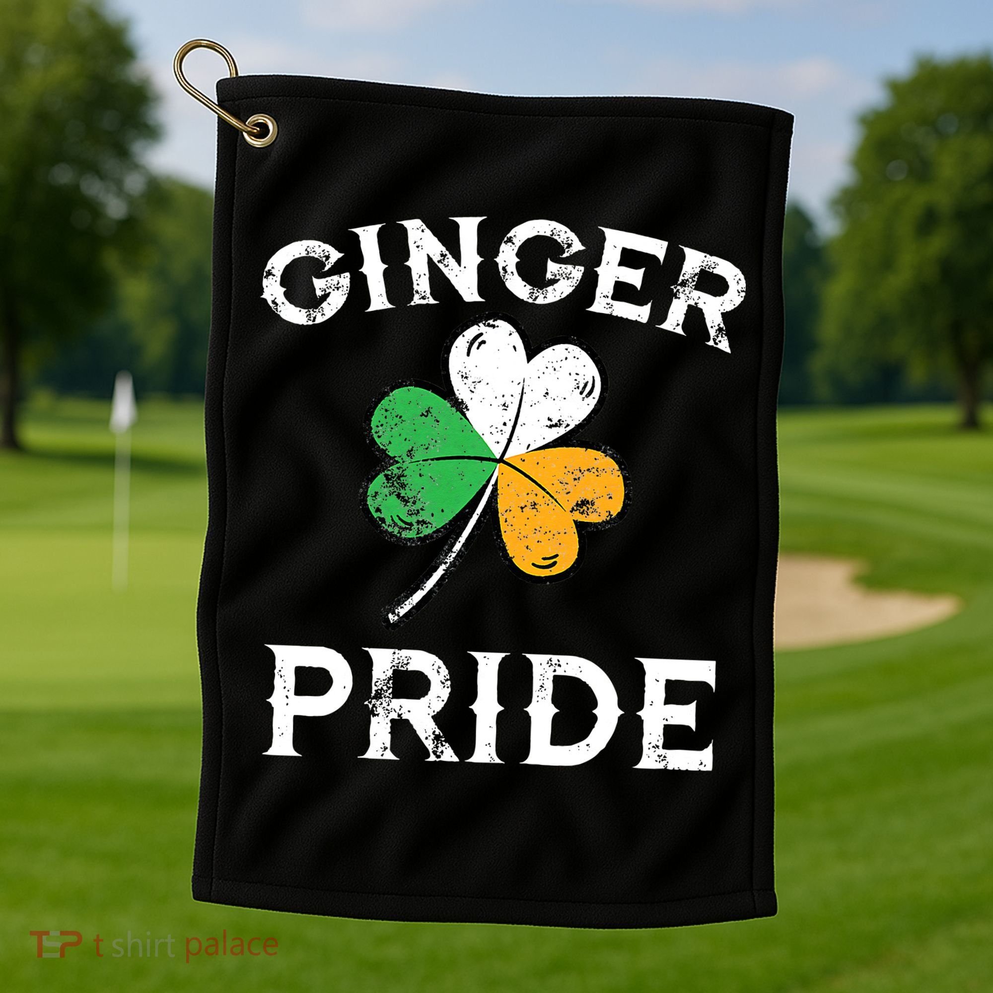 Awesome Ginger Pride St Patricks Day Irish Flag Clover Golf Towel