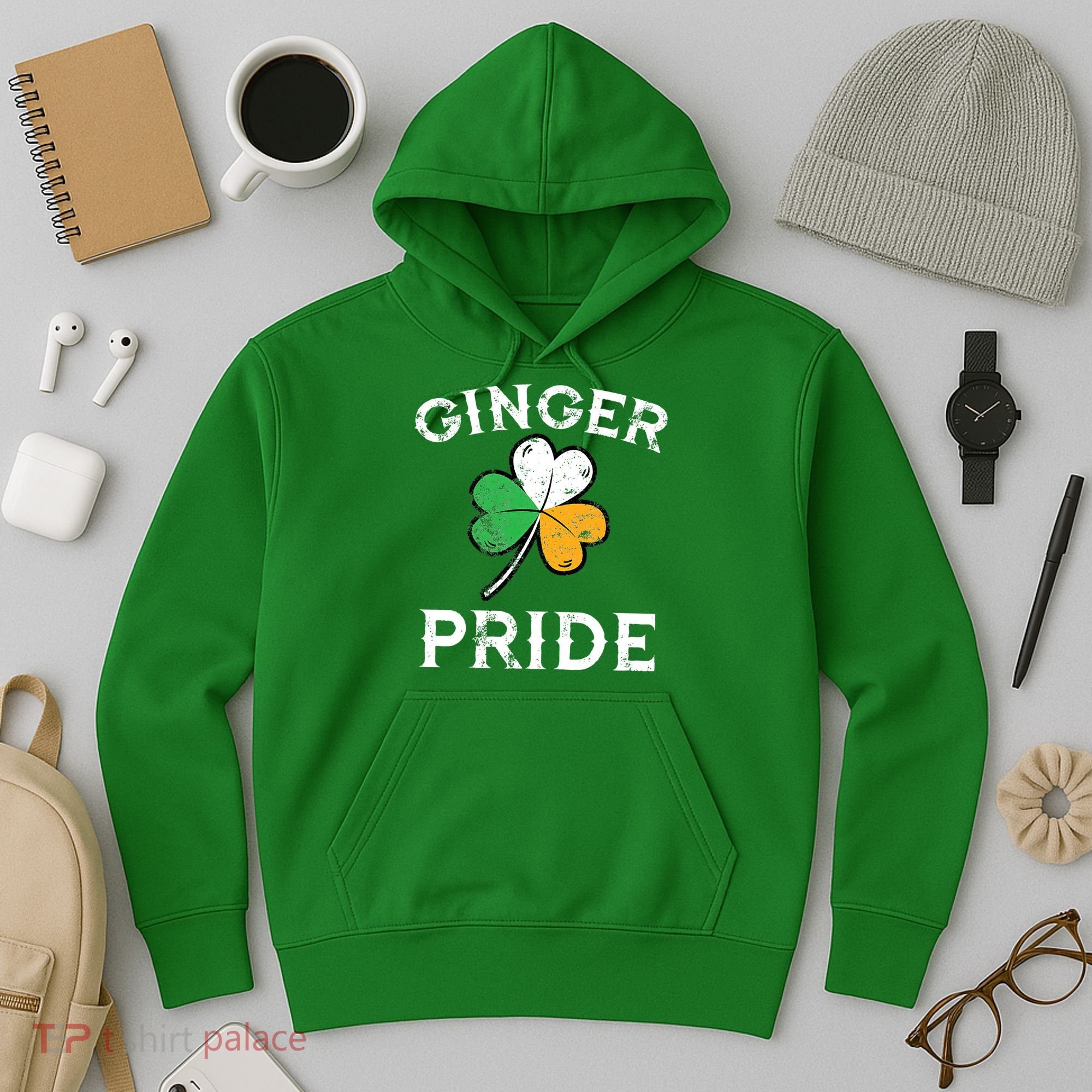 Awesome Ginger Pride St Patricks Day Irish Flag Clover Hoodie