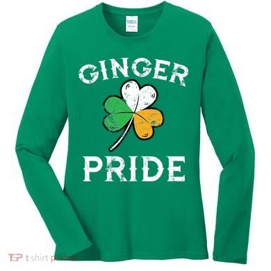 Awesome Ginger Pride St Patricks Day Irish Flag Clover Women's Long Sleeve Shirt