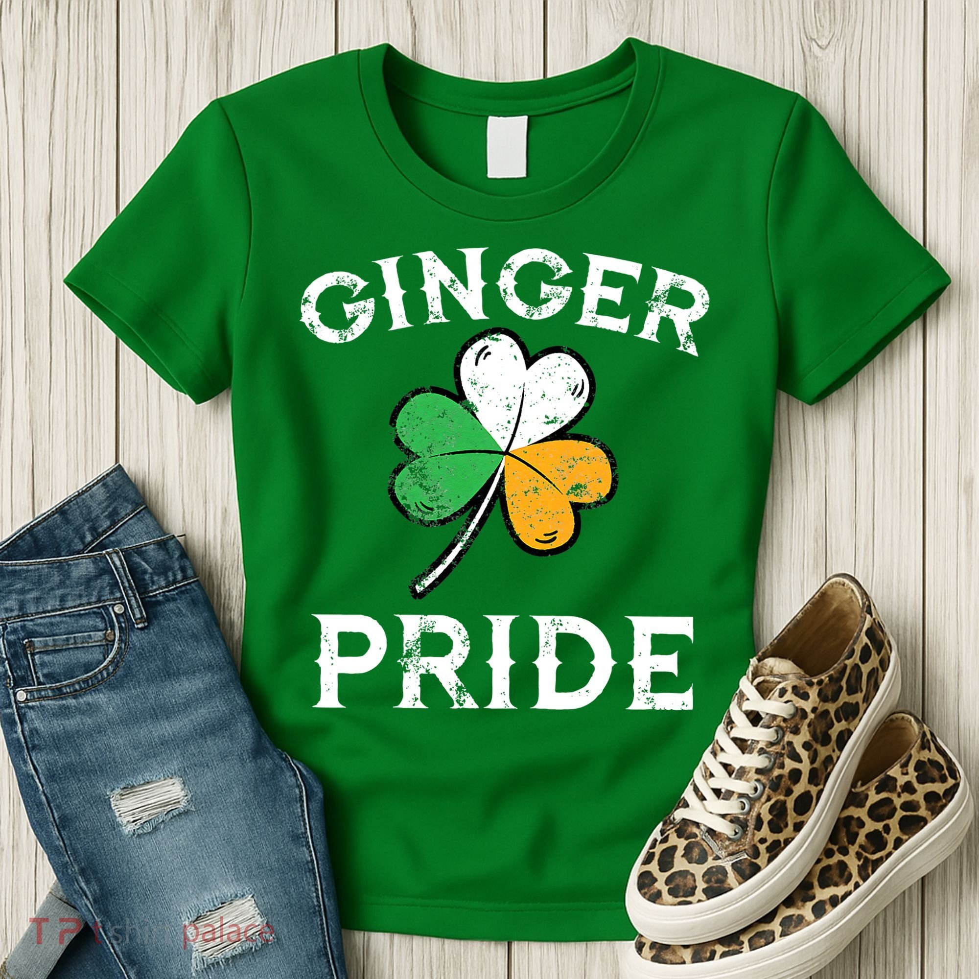 Awesome Ginger Pride St Patricks Day Irish Flag Clover Women's T-Shirt