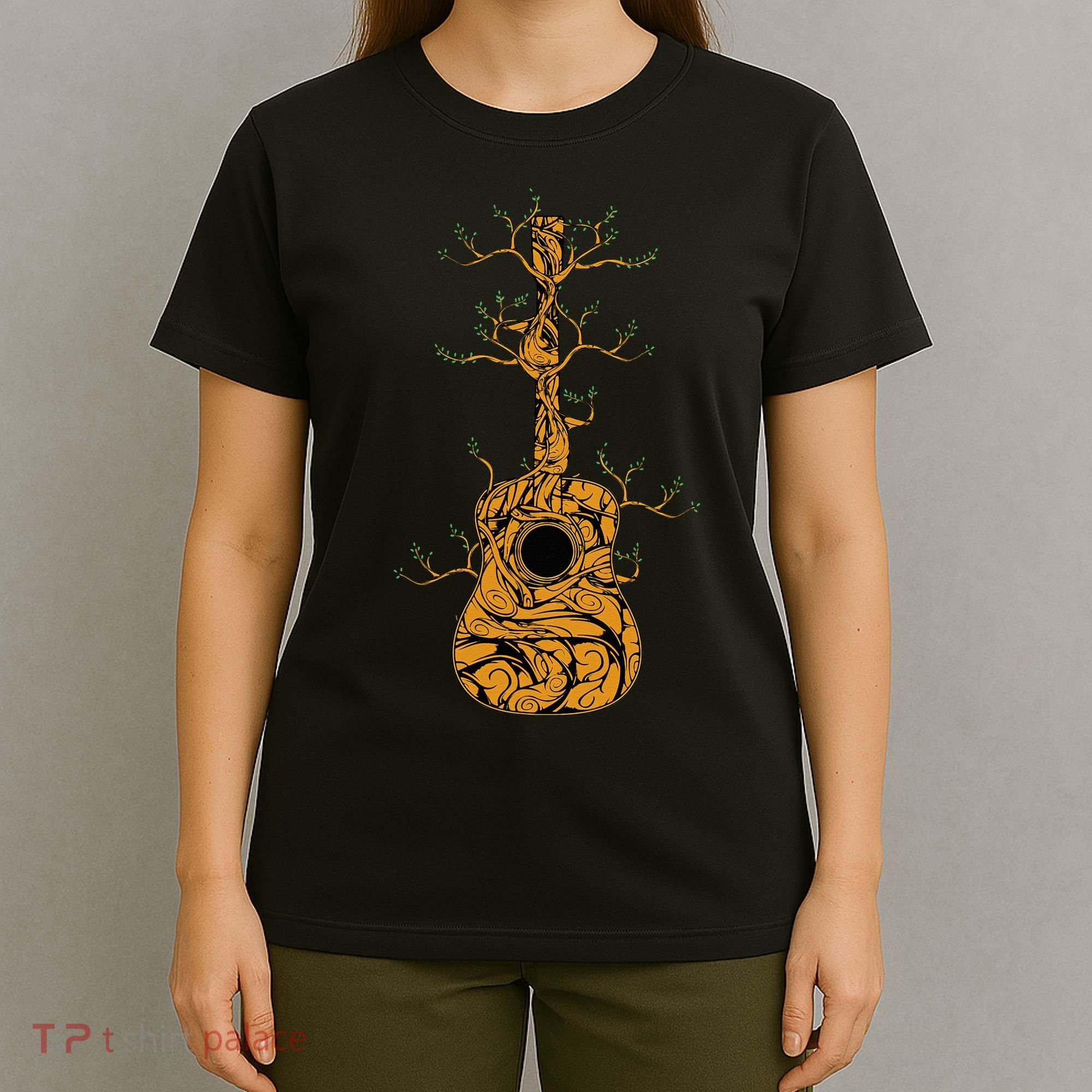 Acoustic Guitar Player Tree Nature Life Guitarist Musician T-Shirt